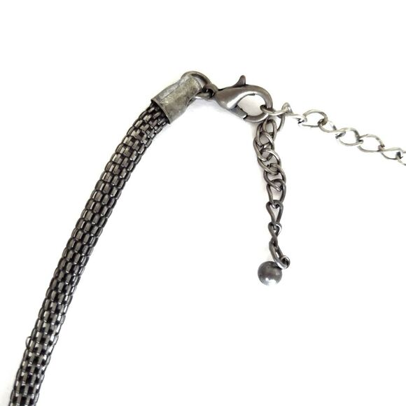 Z charm pocket watch pendant shadowbox necklace gunmetal snake serpent chain - Picture 4 of 5